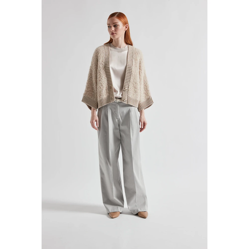 PESERICO Geplooide broek in katoen zijde gabardine en tencel Gray Dames