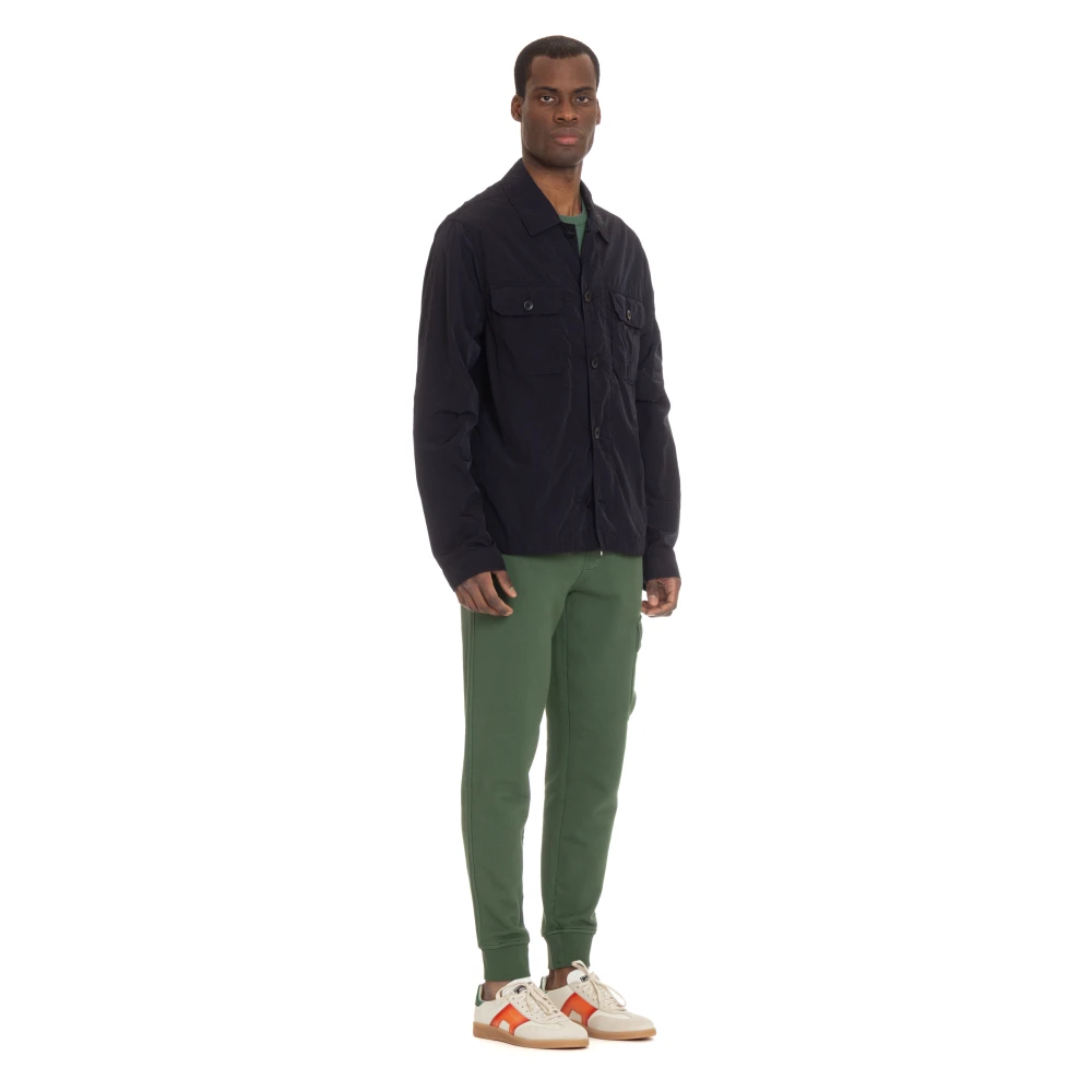C.P. Company Blauwe Nylon Overshirt met Geborduurd Logo Blue Heren