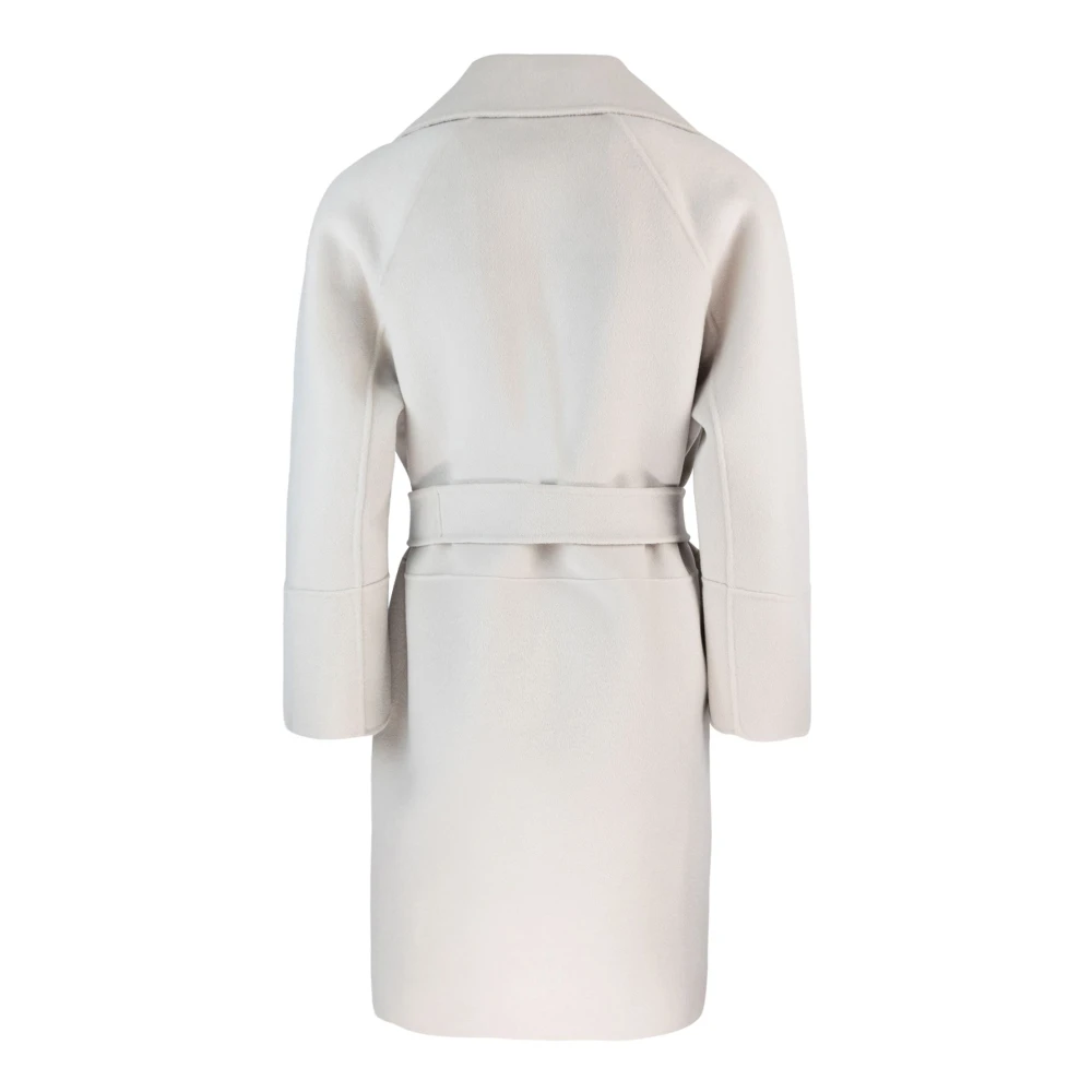 Max Mara Studio Oversized wollen jas met riem Beige Dames