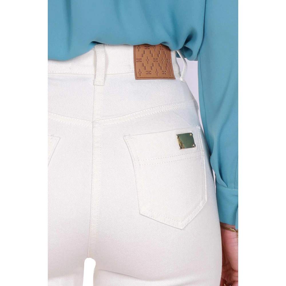 Elisabetta Franchi Hoge taille uitlopende katoenen jeans boter Beige Dames