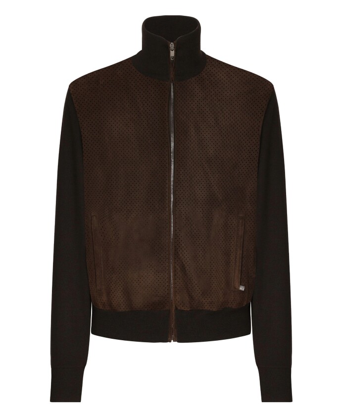 brown-suede-bomber-jacket-with-knit-sleeves