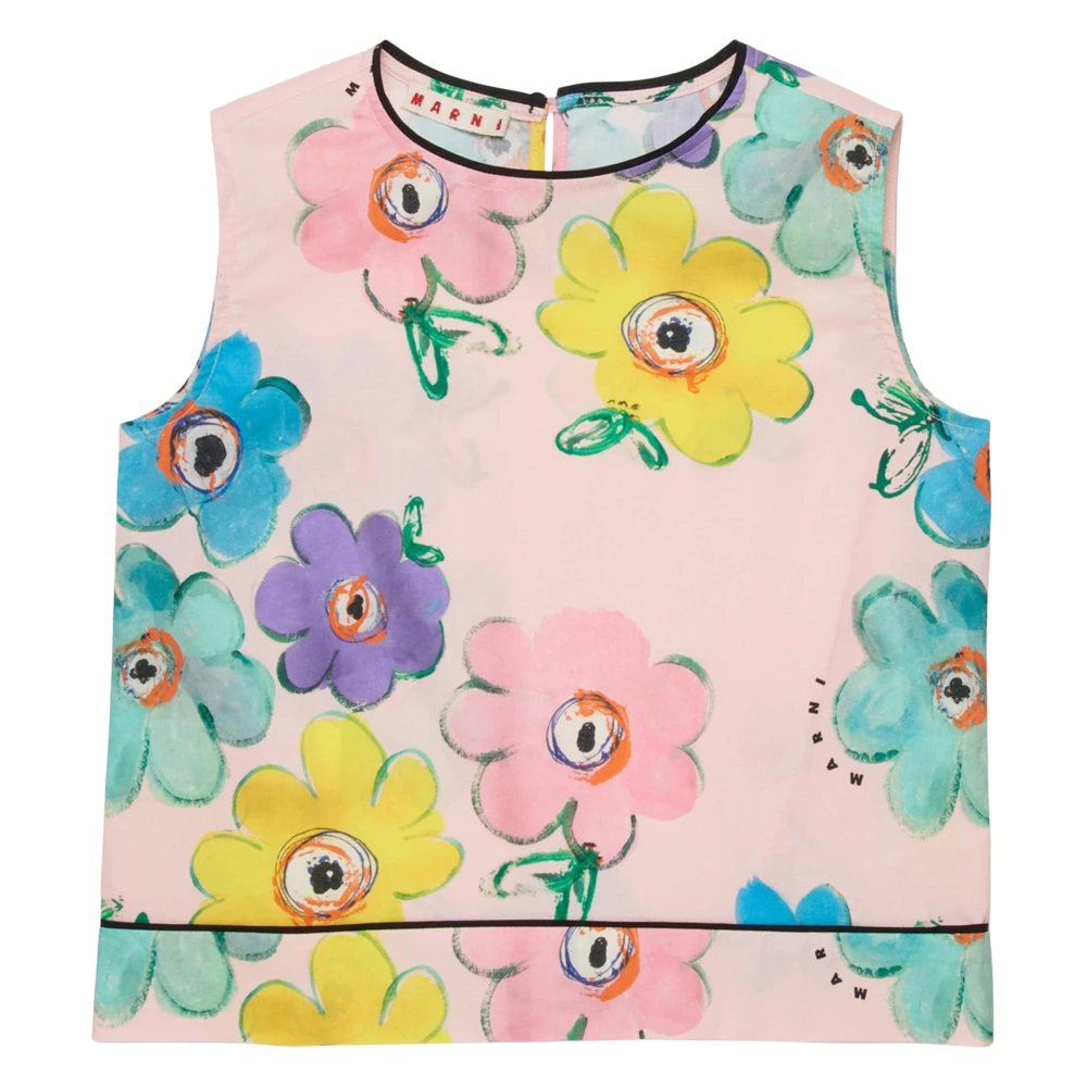 Marni Girls Multicolor Kids Sleeveless Tops, 10 Y, Flower Print Sleeveless Top