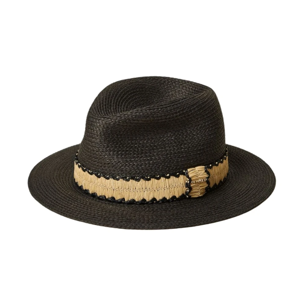 Twinset Svart Vävd Hatt Med Logotyp