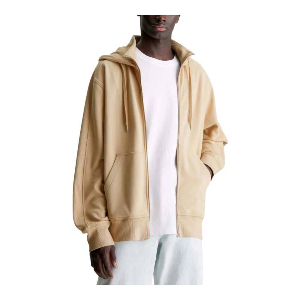 Calvin Klein Jeans Zip Hoodie Beige Heren