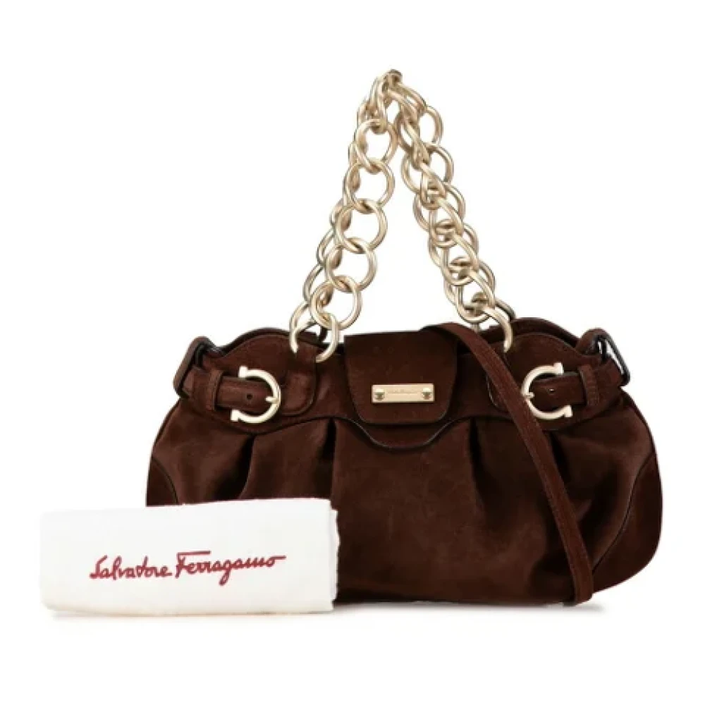 Salvatore Ferragamo Pre-owned Suede handbags Brown Dames