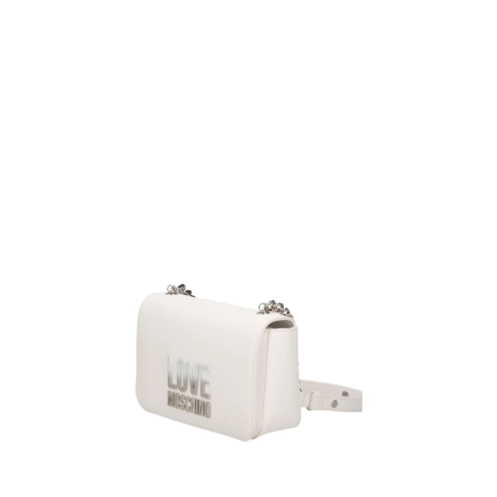 Moschino Witte Schoudertas met Gouden Details White Dames
