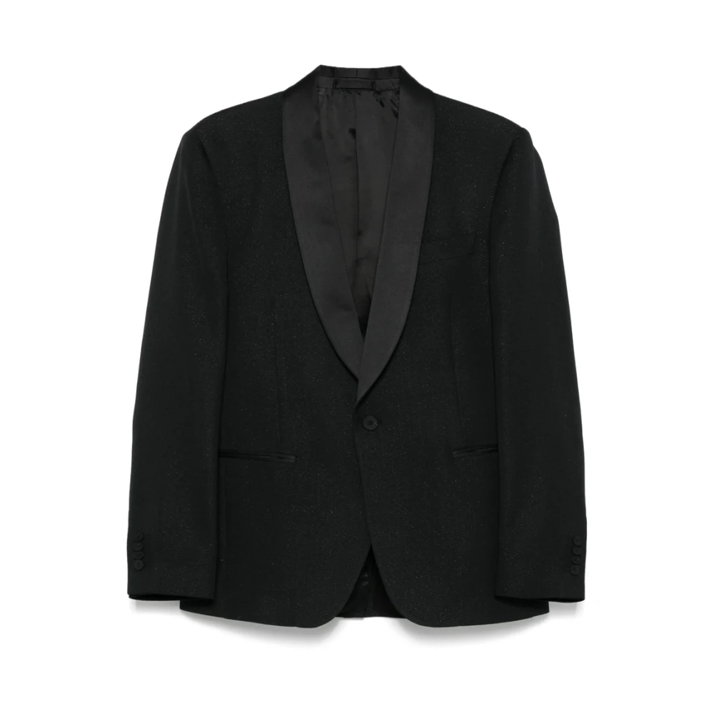 Lardini Zwarte Jas met Achterventilatie Black Heren