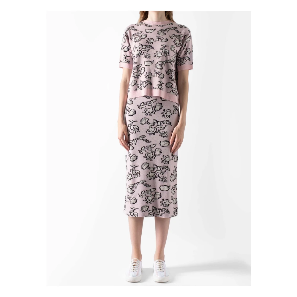 Max Mara Weekend Bloemen Gebreide Trui Pink Dames