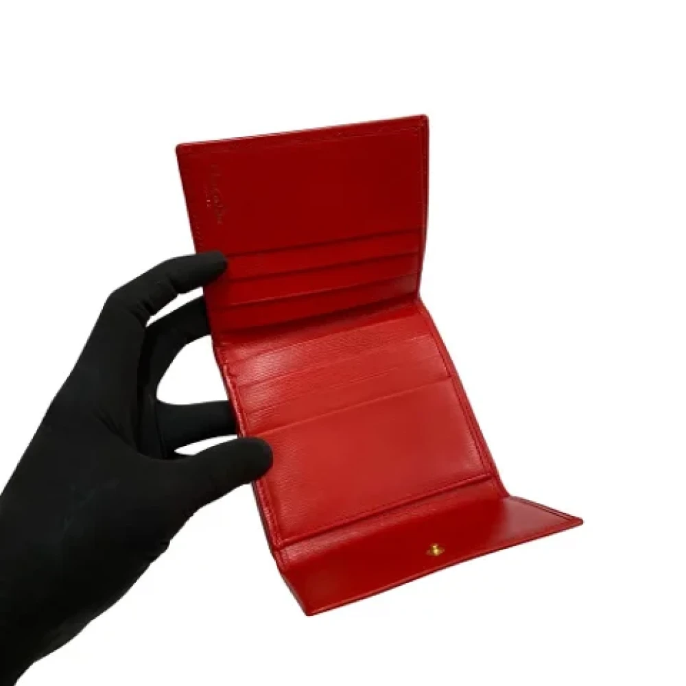 Dior Vintage Pre-owned Leather wallets Red Dames