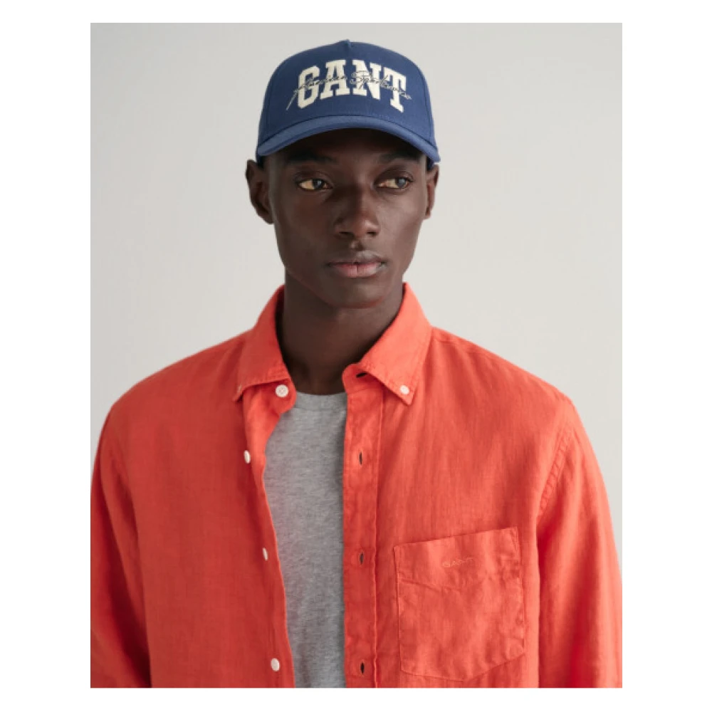 Gant Linnen Regular Fit Overhemd Orange Heren