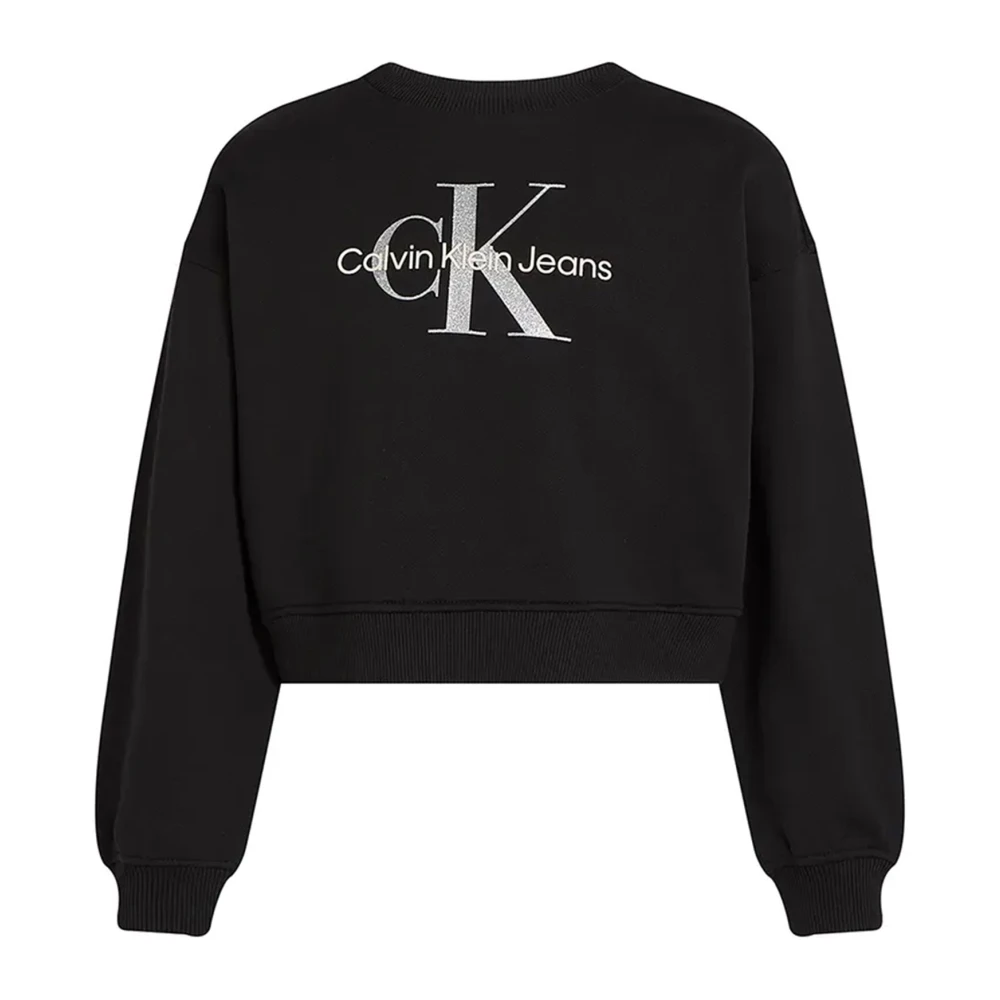 Calvin Klein Jeans Barn Glitter Monolog Sweatshirt Black, Unisex