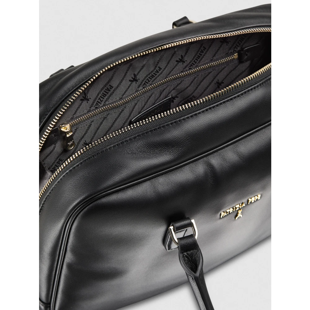 PATRIZIA PEPE Camera Case Zwarte Handtas met Afneembare Band Black Dames