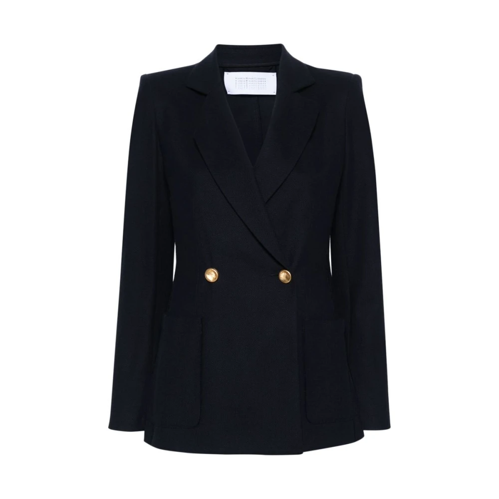Harris Wharf London Navy Blauwe Gebreide Jas Blue Dames