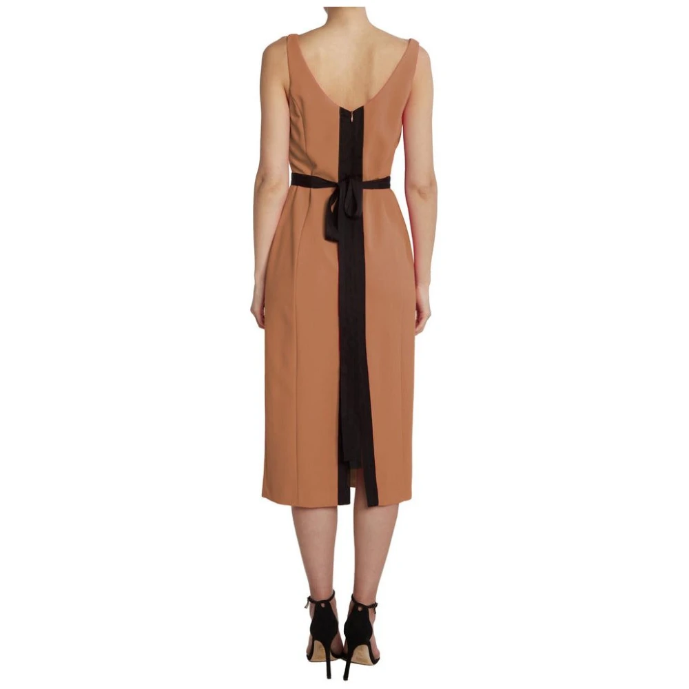 pinko Mouwloze Lange Jurk met Ronde Hals Brown Dames
