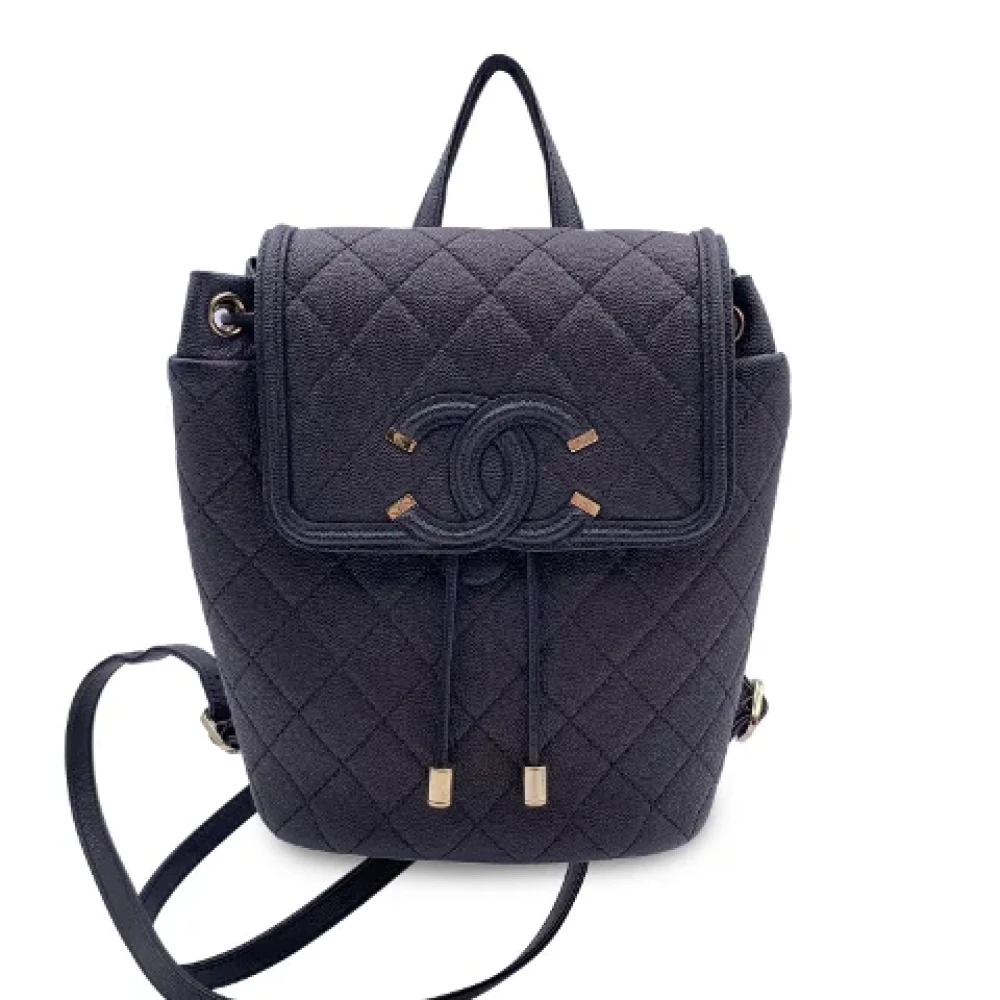 Chanel Vintage Pre-owned Leather backpacks Black Dames