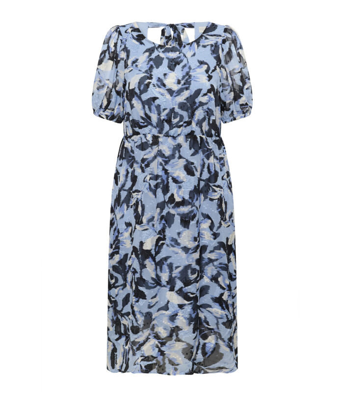 robe-midi-a-imprime-fleurs-bleues