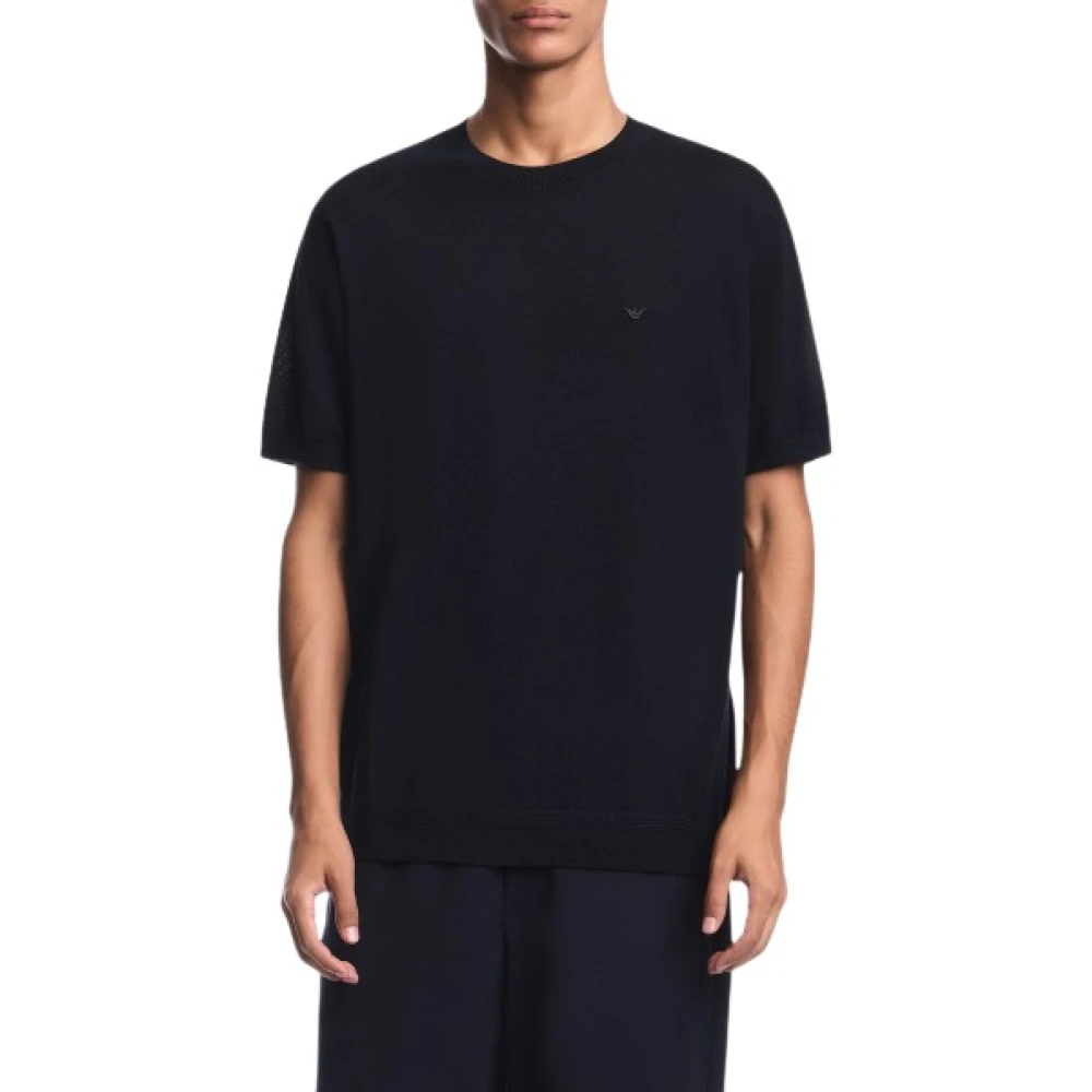 Emporio Armani Maglia - Male - Round-Neck Knitwear - Blue - S - Knitwear