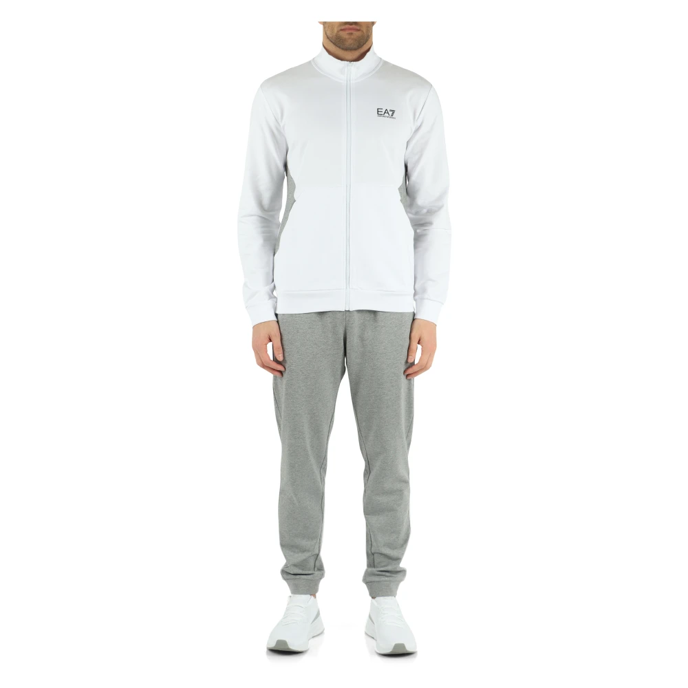 Emporio Armani EA7 Katoenen sweatshirt en broek set White Heren