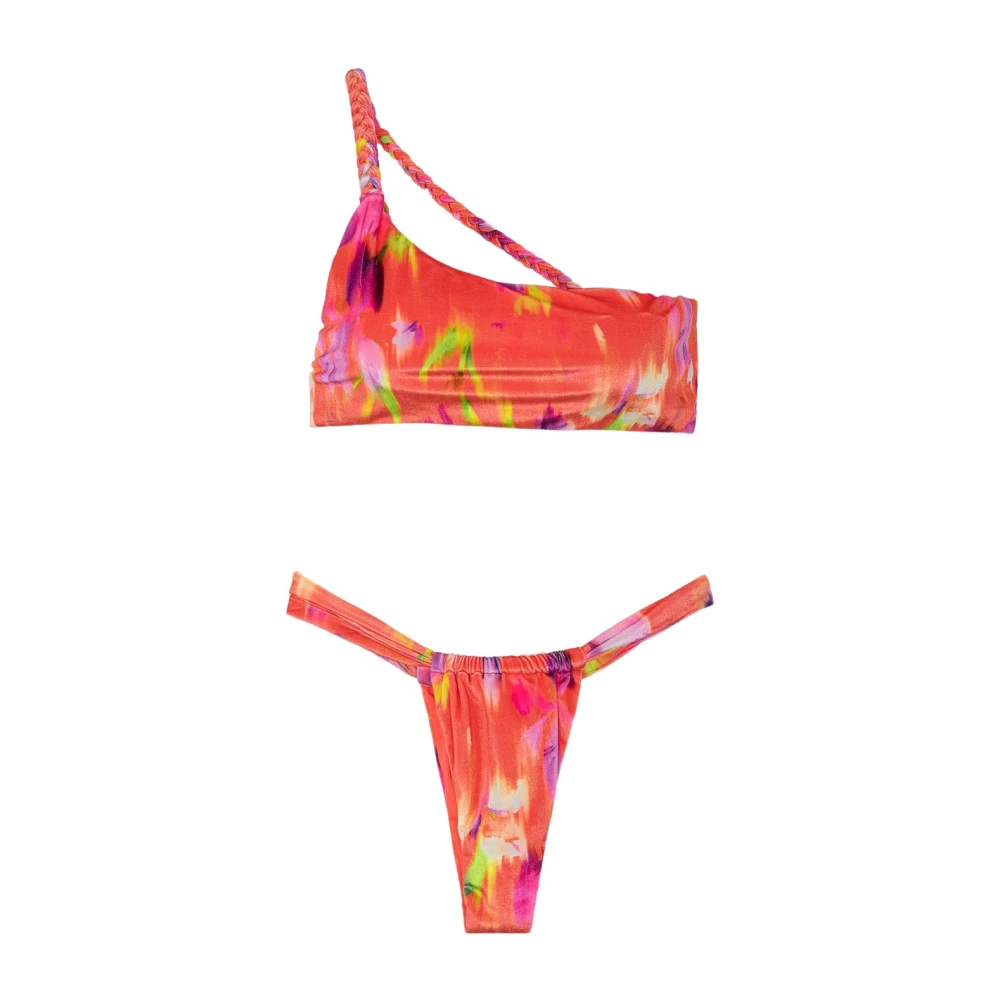 Me-Fui Eén-schouder Bikini Top en Braziliaanse Slip Multicolor Dames