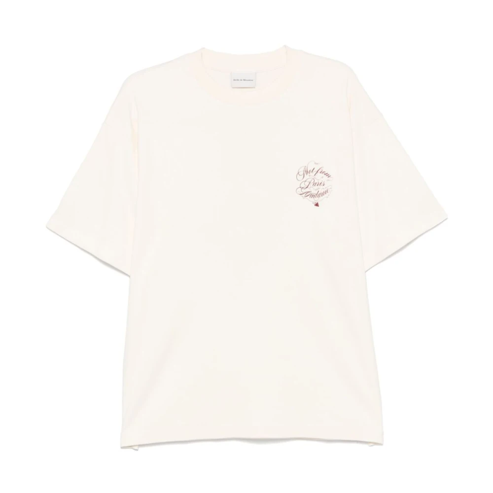 Drole de Monsieur Ecru Crew Neck Drop Shoulder Tee Beige, Herr