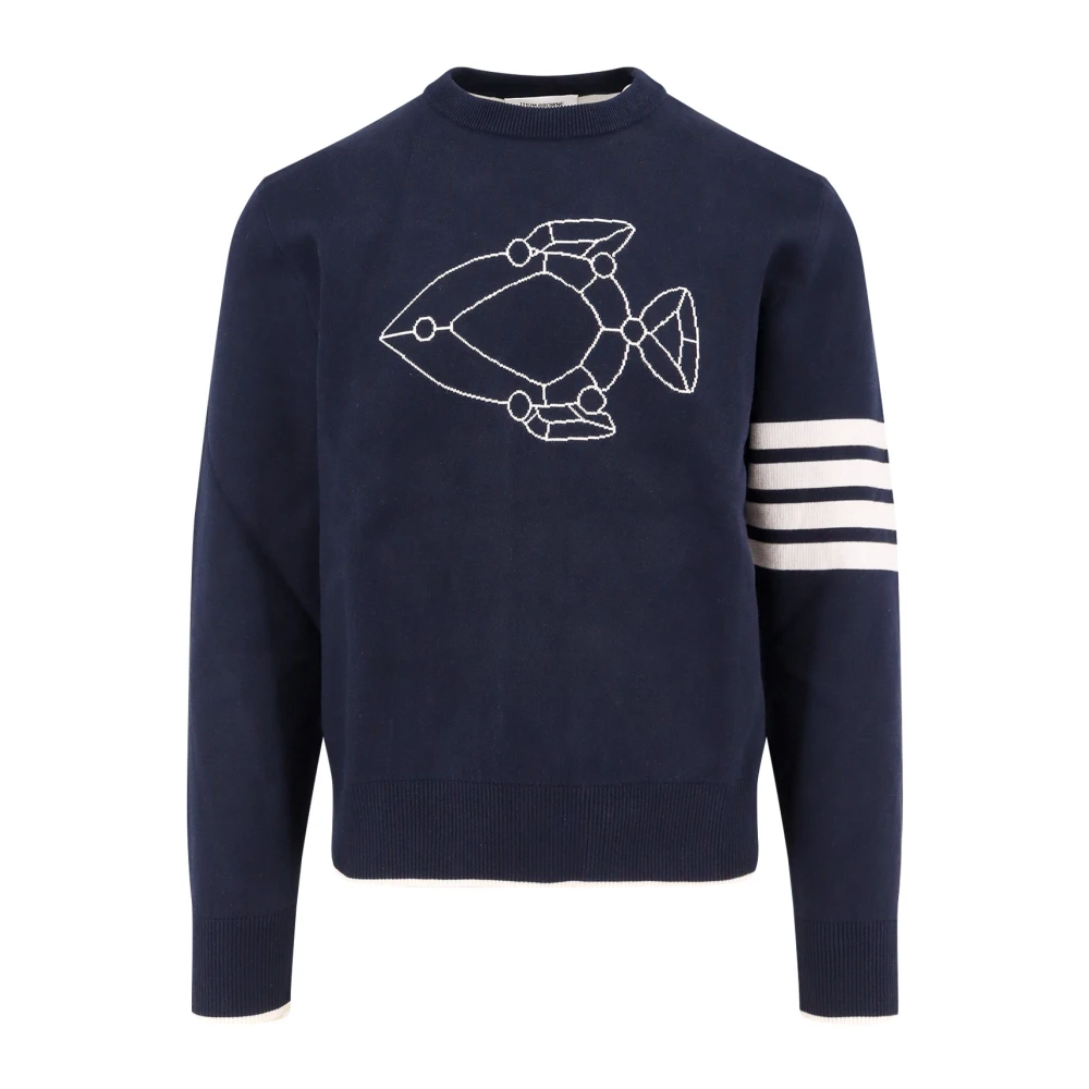 Thom Browne Vis Icoon Jacquard Sweater Blue Heren