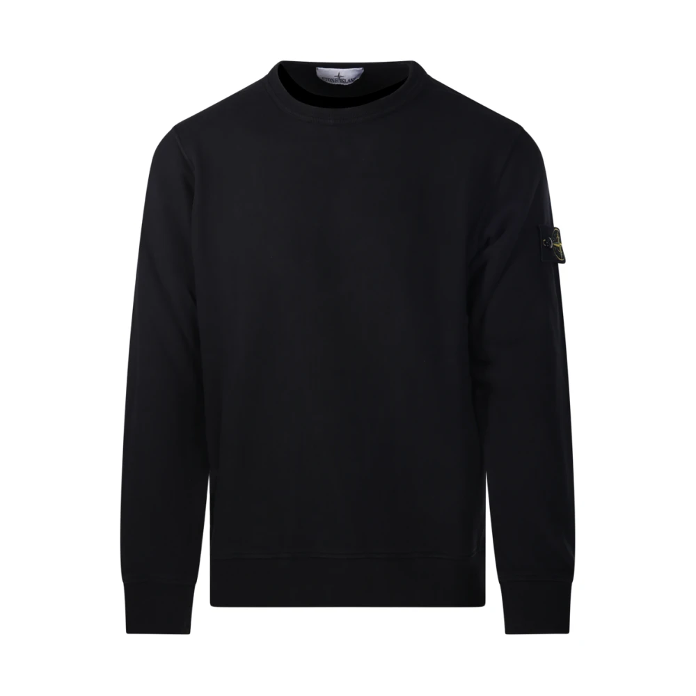 Stone Island Black Sweatshirts, Male, 2XL, Round Neck Sweatshirt
