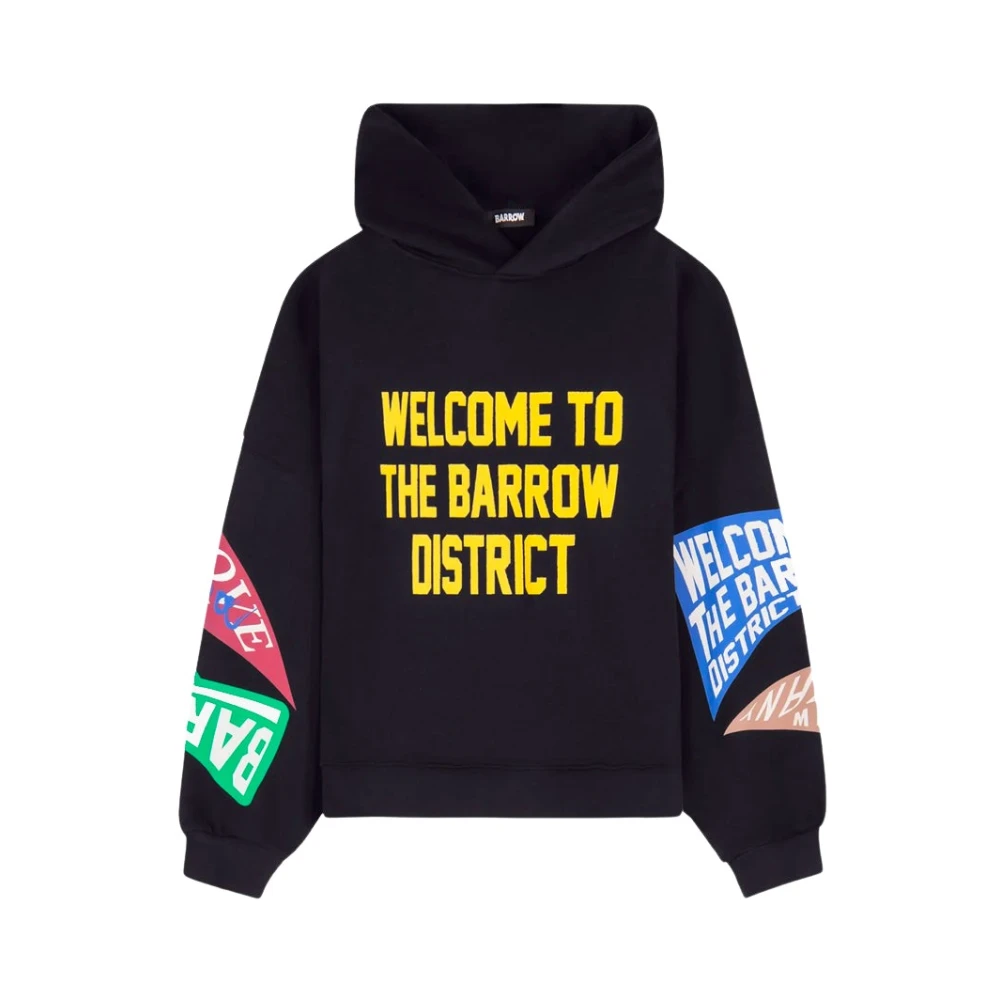 Barrow Hoodie met Multicolor Mouwprint Black Heren