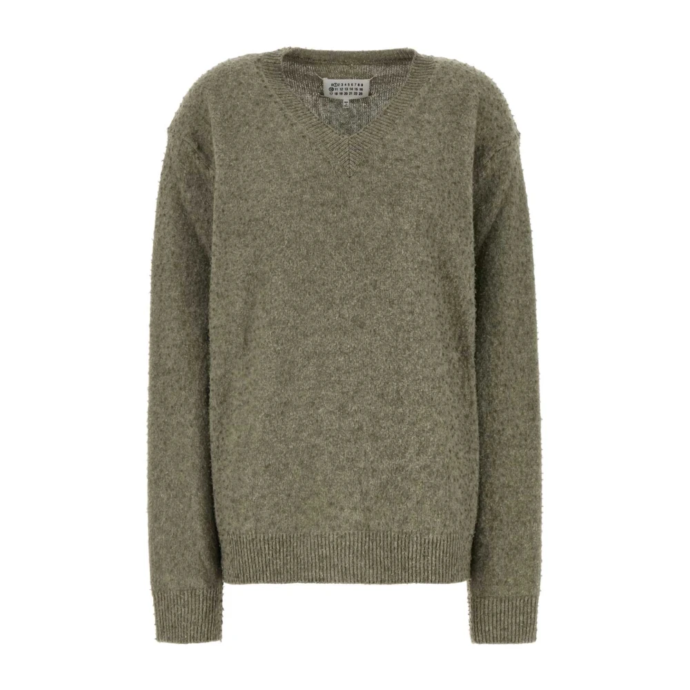 Maison Margiela Women's Green Pilling Knitwear Jumper - V-Neck Knitwear - M - Knitwear