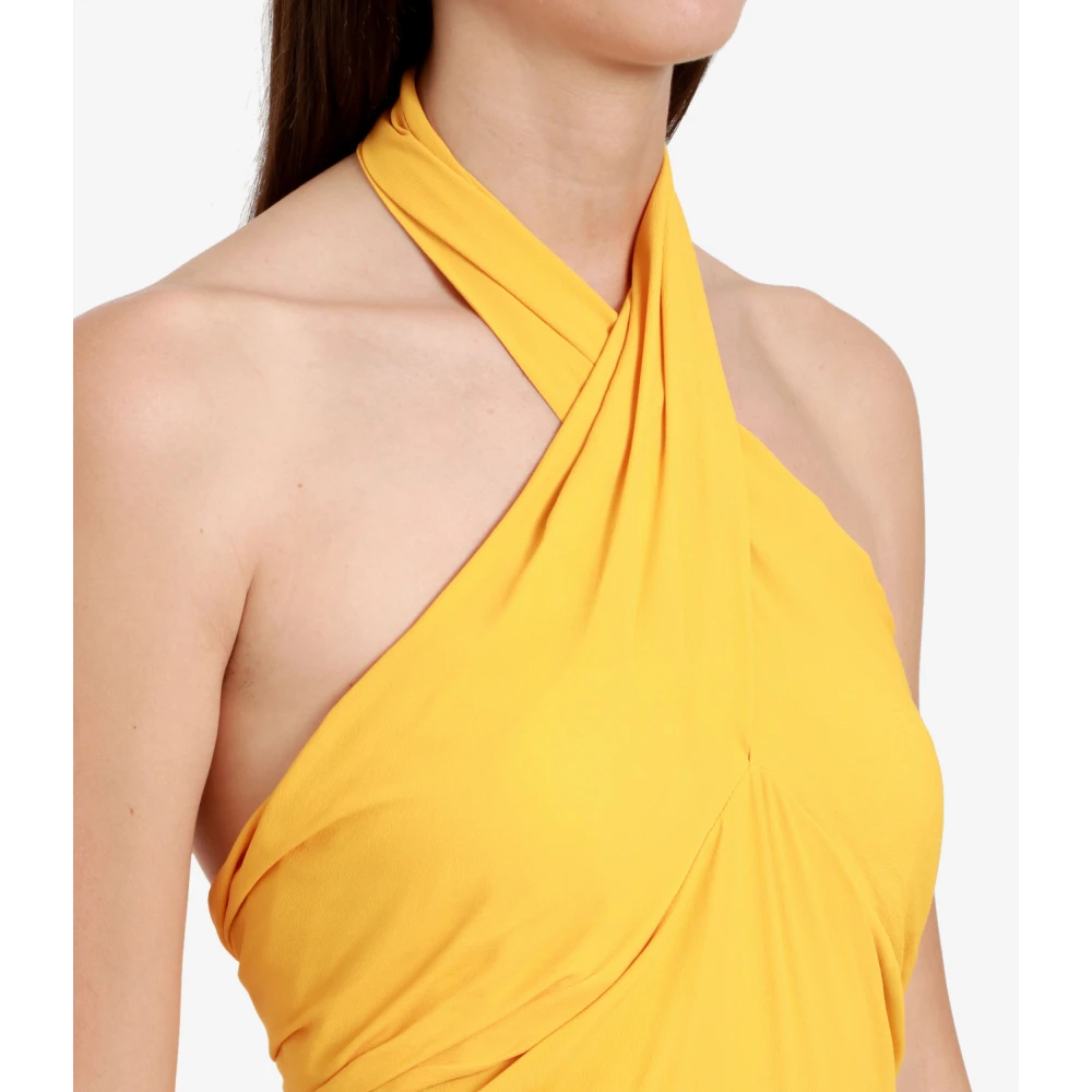 Semicouture Katoen Kruis op borst Mouwloze Jurk Yellow Dames