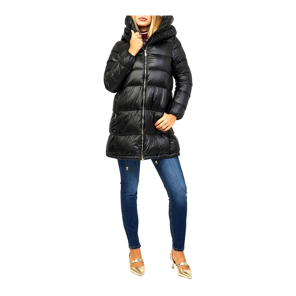 YES ZEE Zwarte Gewatteerde Halflange Jas Black Dames