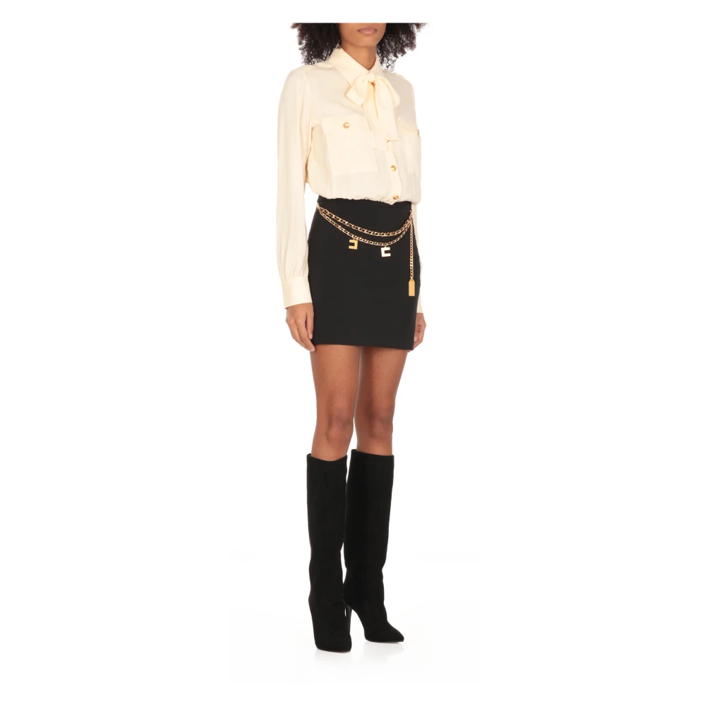 Elisabetta Franchi Natuurlijke Viscose Cropshirt met Sjaal Beige Dames