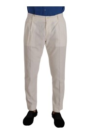 White Corduroy Cotton Men Tapered Pants