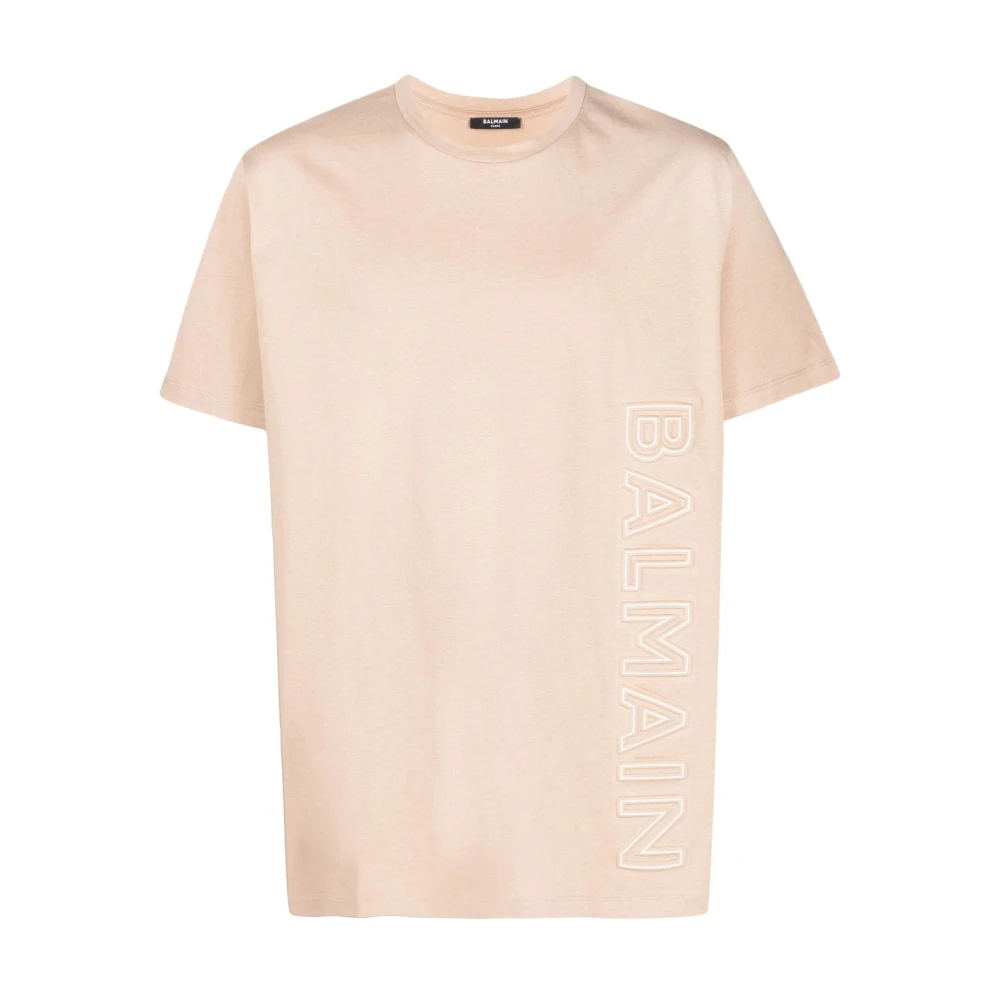 Balmain Geëtste Beige T-shirt Casual Stijl Beige Heren