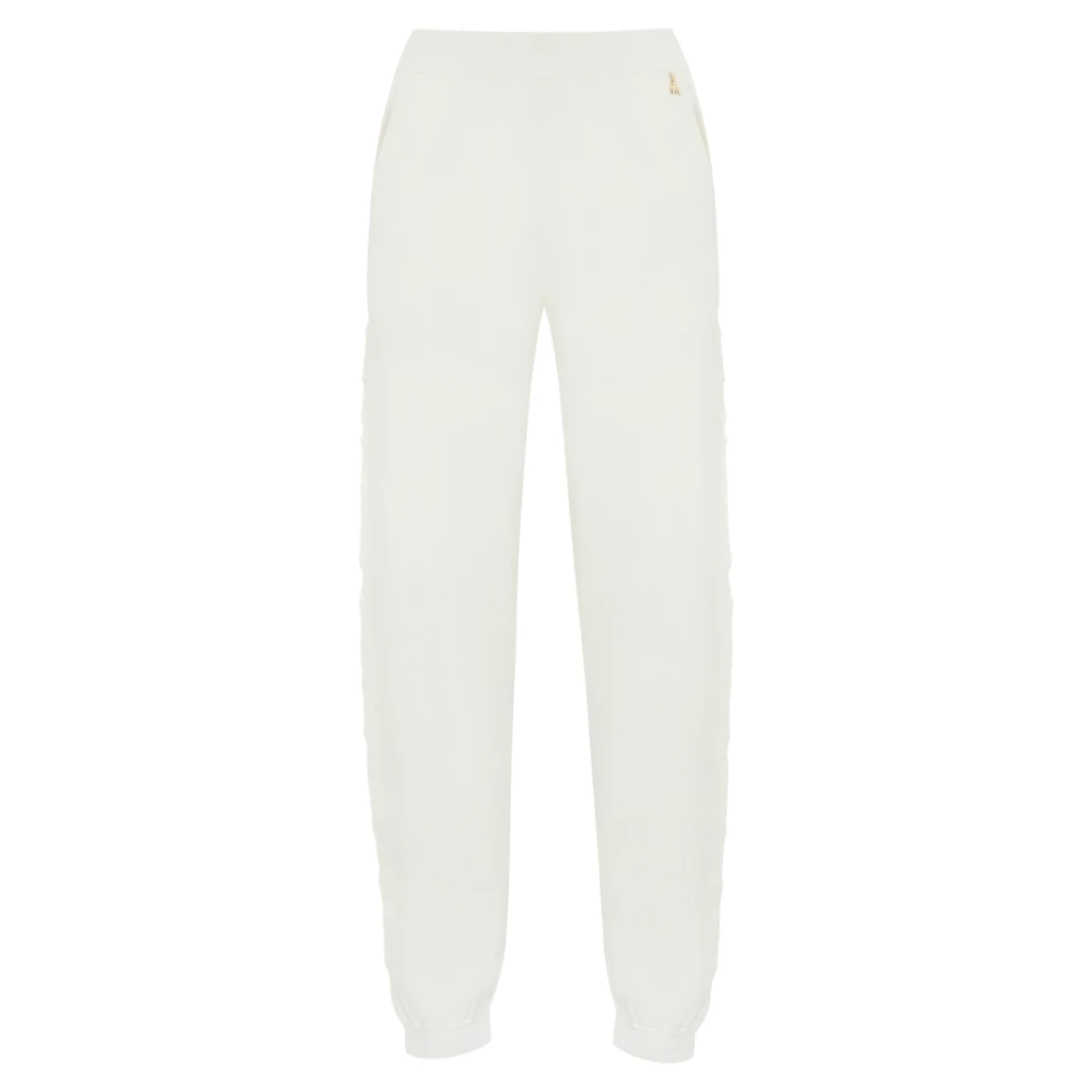 PATRIZIA PEPE Witte Ribbroek met Elastische Taille White Dames