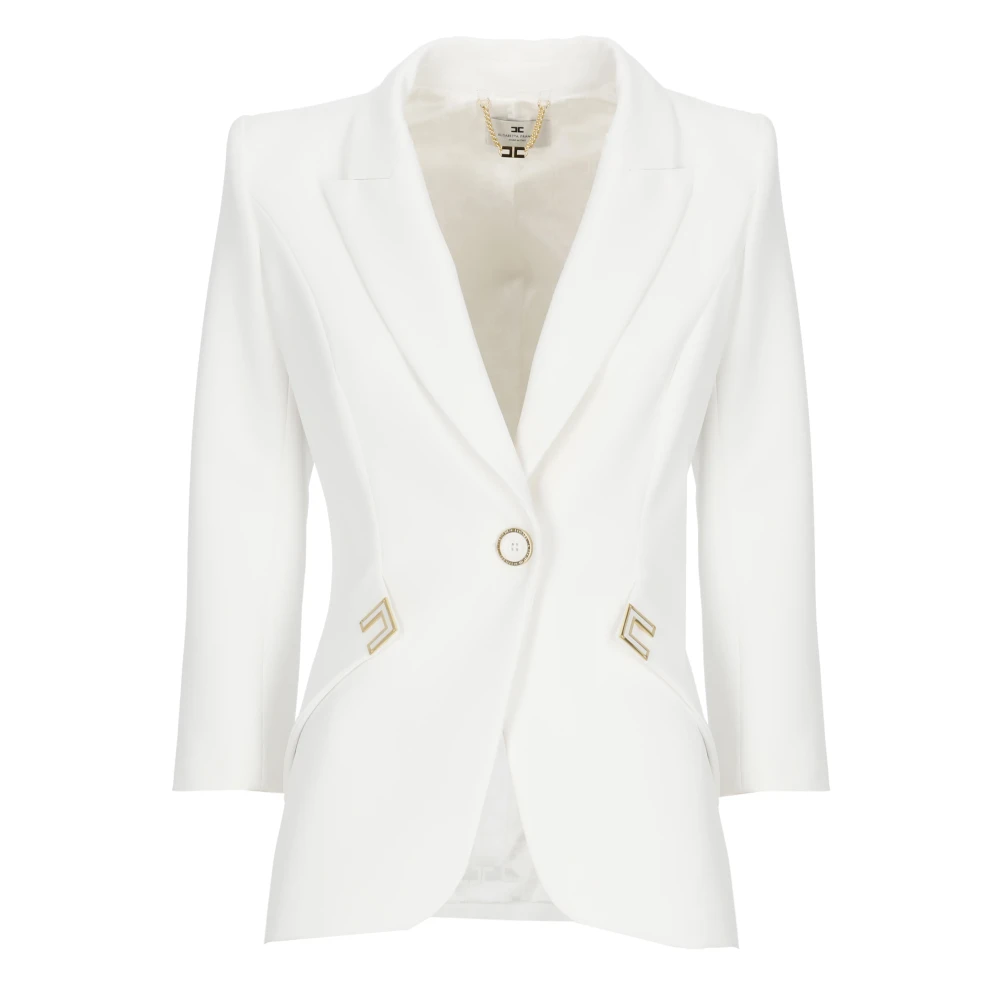 Elisabetta Franchi Beige Blazers, Female, Xs, Double Stretch Crêpe Blazer