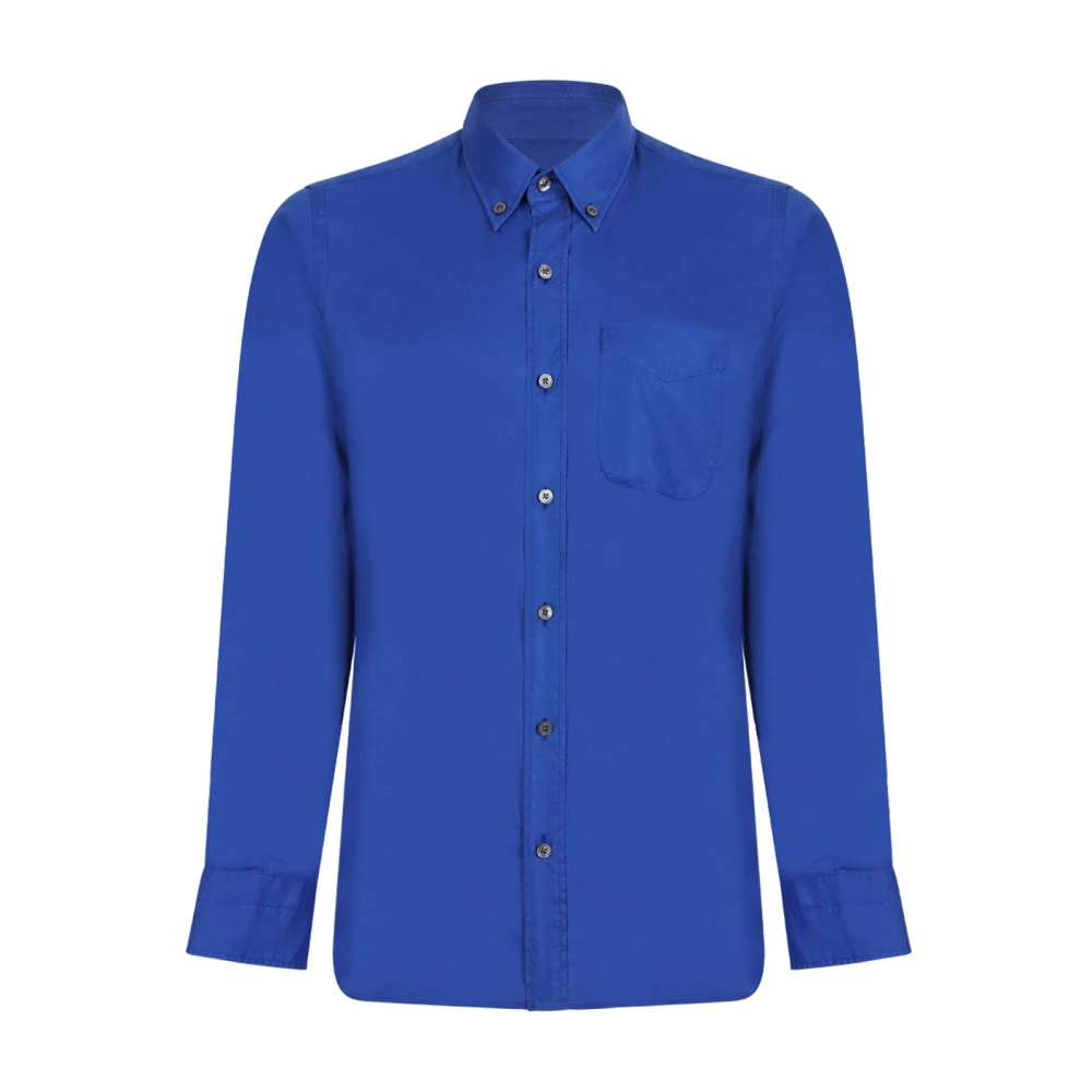 Tom Ford Men's Blue Fluid Gabardine Slim Fit Shirt