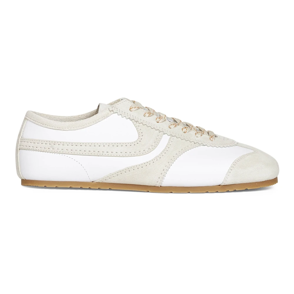Dries Van Noten Men's White Sneakers, 8 Uk, Suede-Panelled Trainers