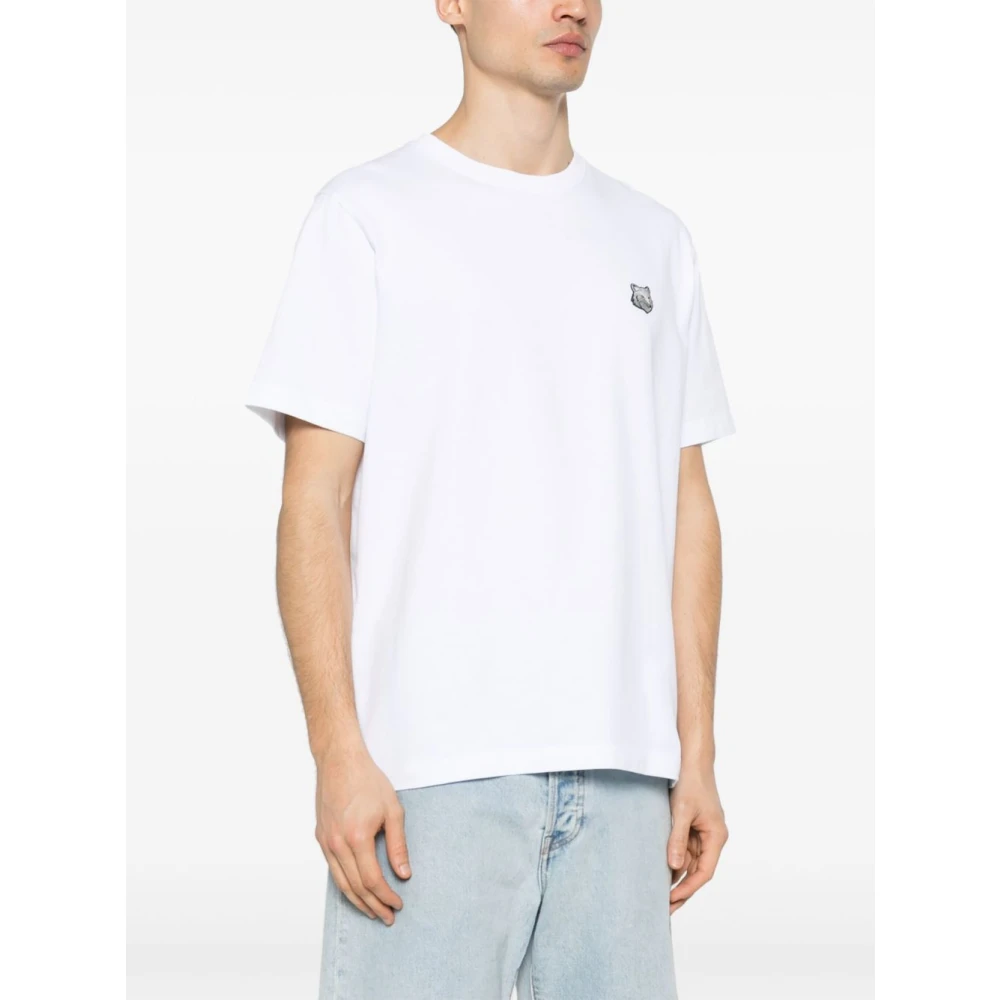 Maison Kitsuné Witte Katoenen Vos Patch T-shirt White Heren