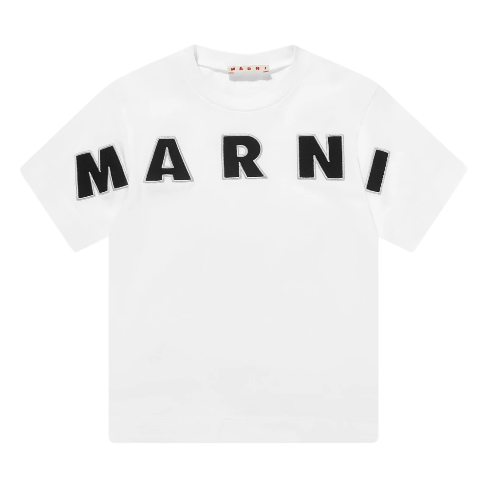 Marni Unisex Kids White Logo T-Shirt - Kids Short Sleeve T-Shirts - 8 Y - Kids