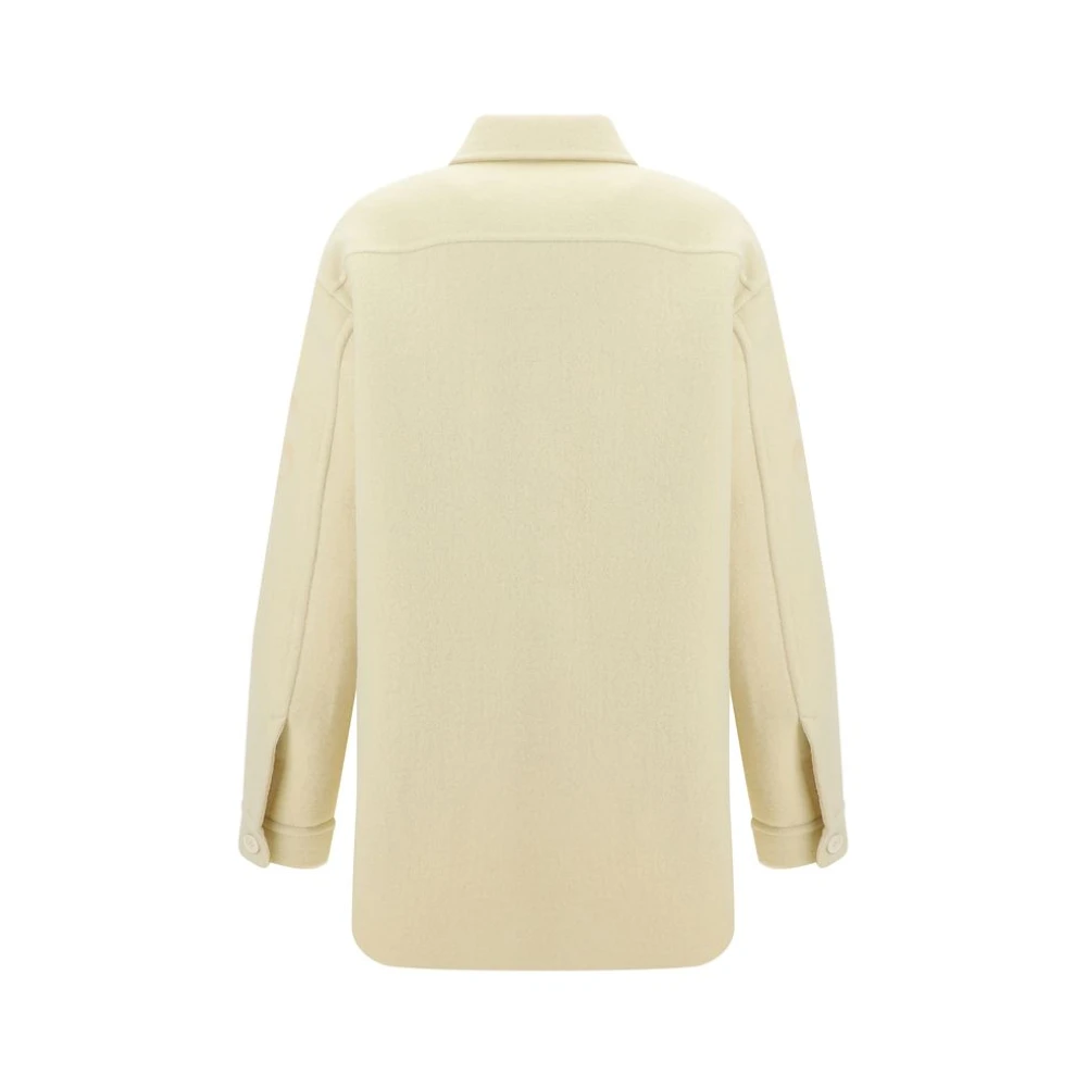 Jil Sander Wollen Jas Klassieke Kraag Knoopsluiting voorzijde White Dames