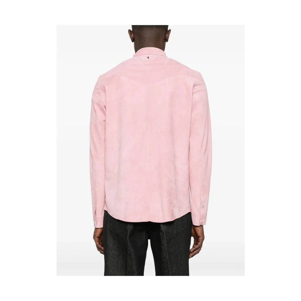 Salvatore Santoro Flamingo Pink Leren Jas Pink Heren