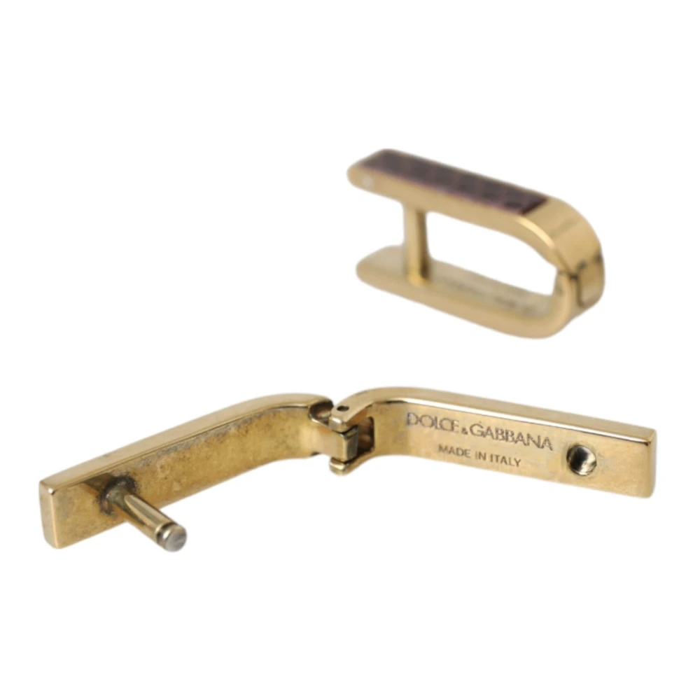 Dolce & Gabbana Goudkleurige Logo Manchetknopen Yellow Heren