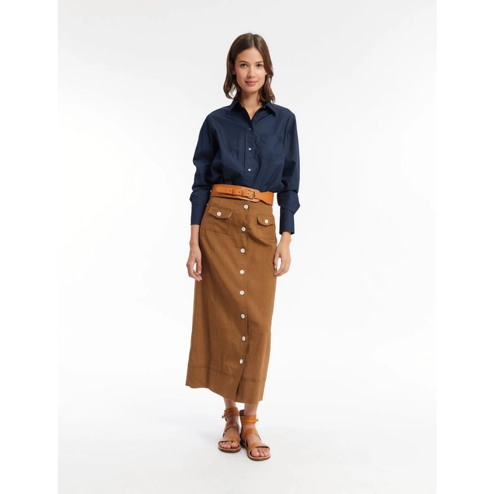 Ines De La Fressange Paris Tatiana bruine linnen rok Brown Dames