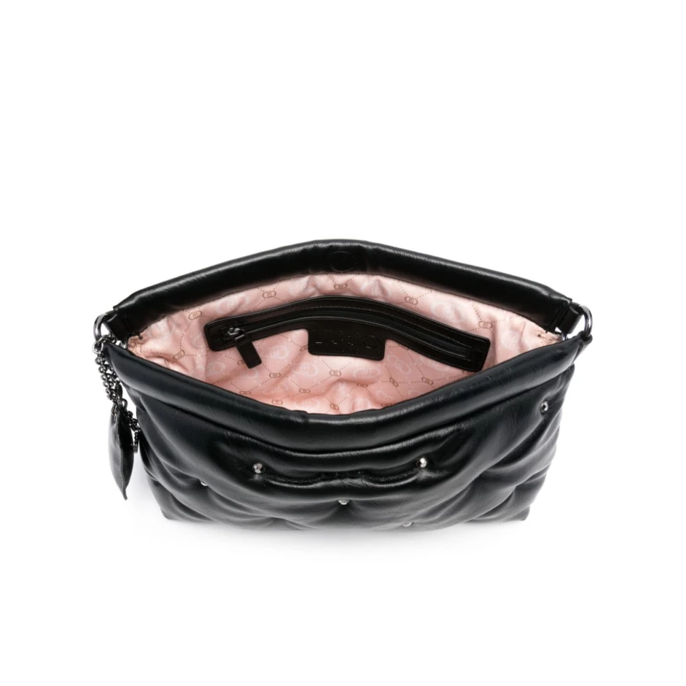 Liu Jo Zwarte Eco-leren Schoudertas met Strass Black Dames