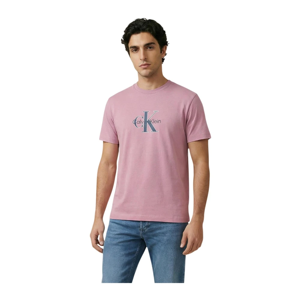 Calvin Klein Jeans Men's Pink T-Shirts, S, Printed Short Sleeve Round Neck T-Shirt