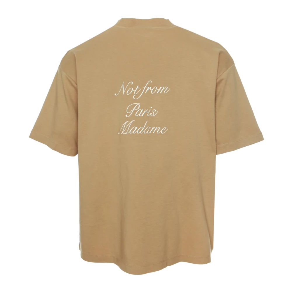 Drole de Monsieur Calligraphy Slogan T-Shirt Brown Heren
