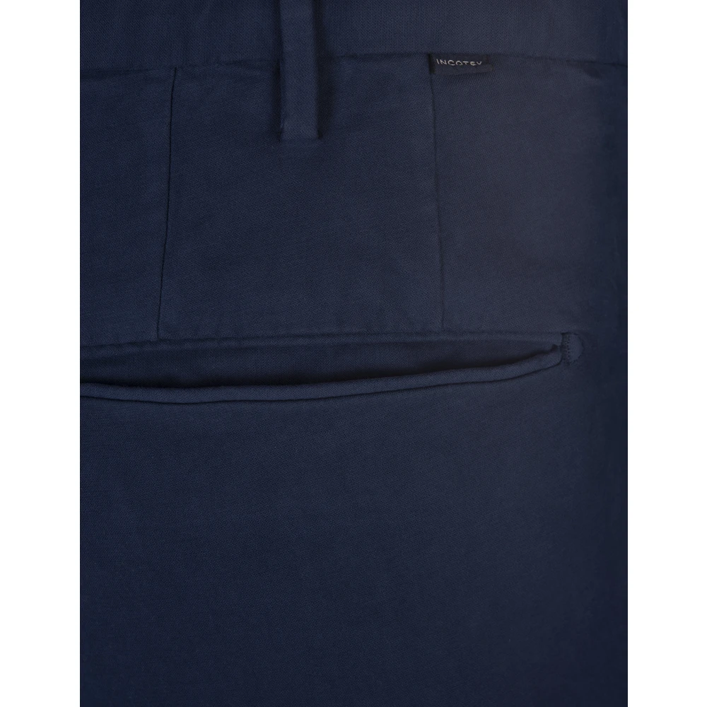 Incotex Blauwe Doeskin Slim Fit Broek Blue Heren