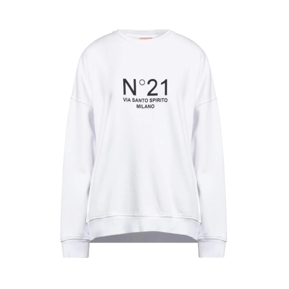 N21 Women's White Stylish Hoodies In Optical Cotton - Sweatshirts - Xl - Sweatshirts & Hoodies
