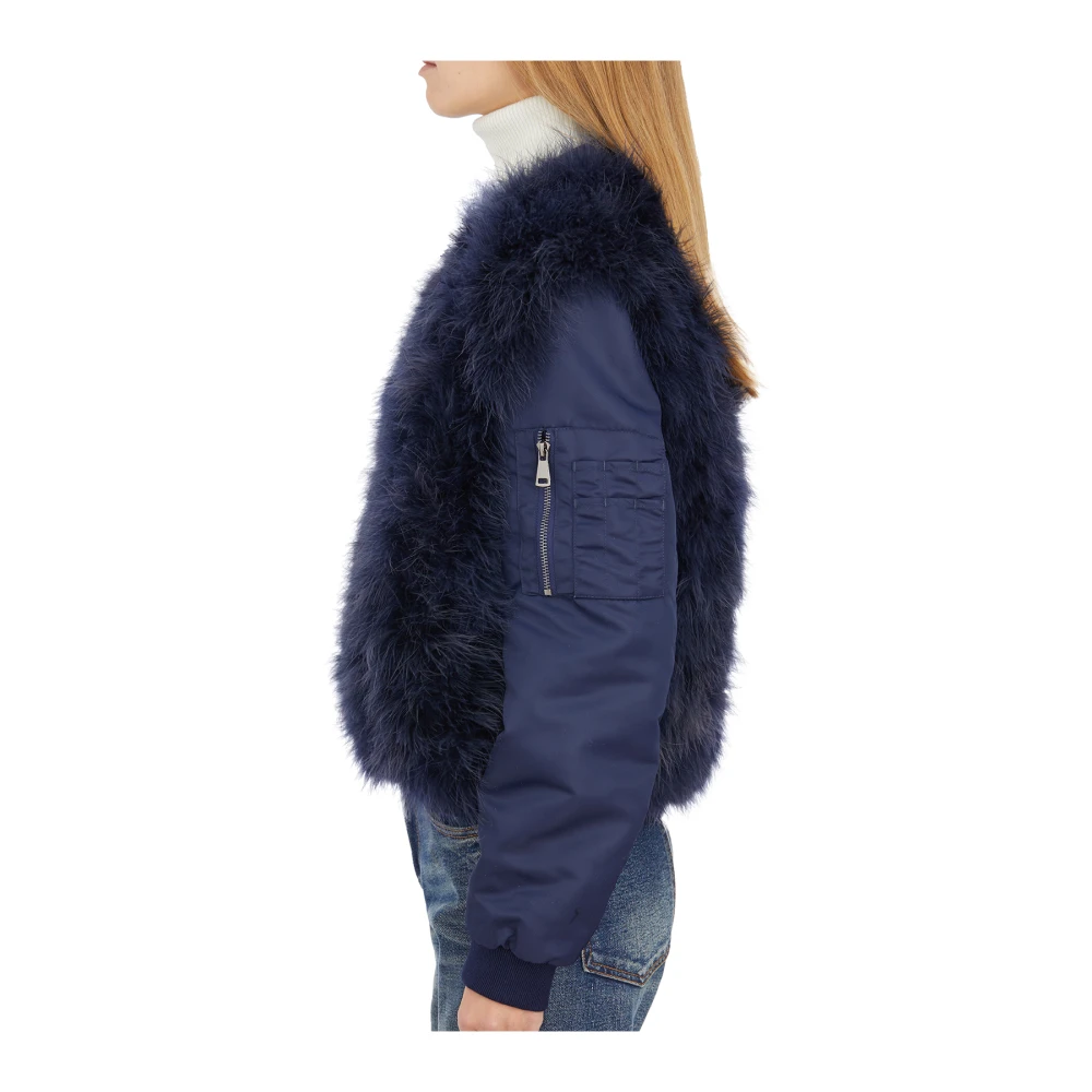 Giorgio Brato Veren Body Bomberjas in Nylon Blue Dames
