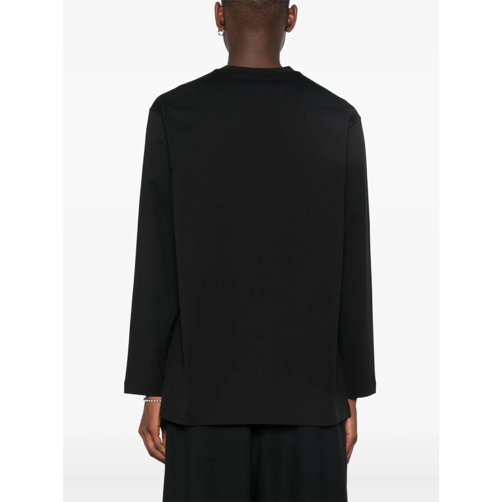 Y-3 Zwart Katoenen Logo Tee met Zijgleuven Black Heren